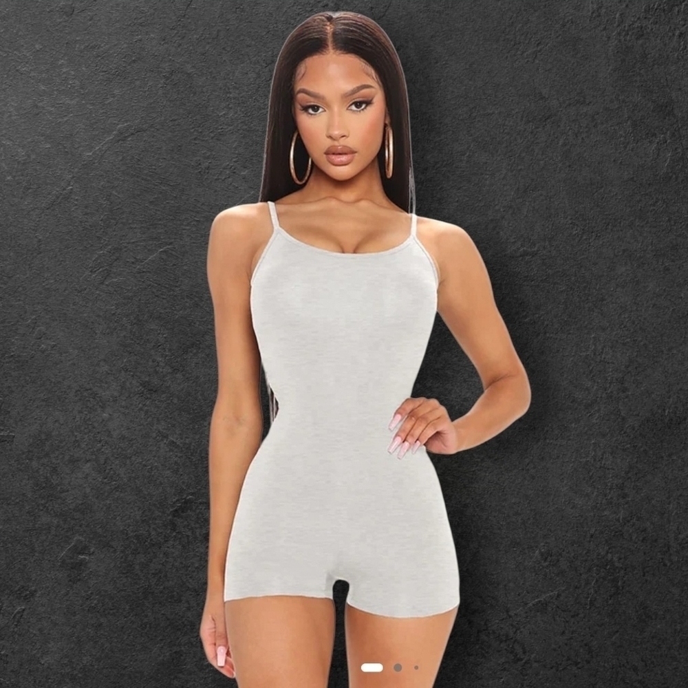 NWT Fashion Nova Heather Grey Season Shortie Romper ~sz XS
